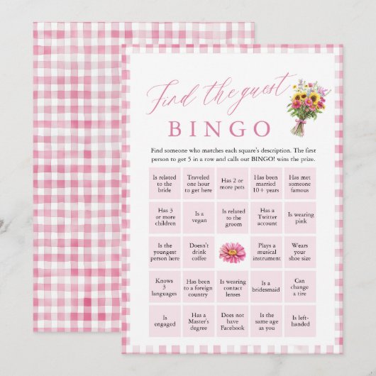 Roze Vind de Gast Bingo Vrijgezellenfeest Spel Kaart (Voorkant / Achterkant)