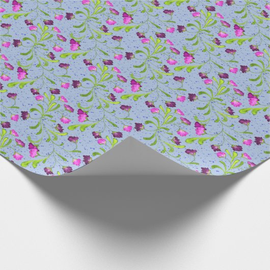 Roze vine Flowers Pattern Gift Cadeaupapier (Hoek)