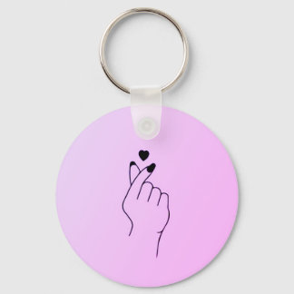 Roze vinger hartkeyketen sleutelhanger