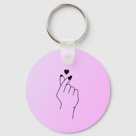 Roze vinger hartkeyketen sleutelhanger (Voorkant)