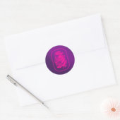 Roze vingerafdruk op Paarse Ronde Sticker (Envelop)