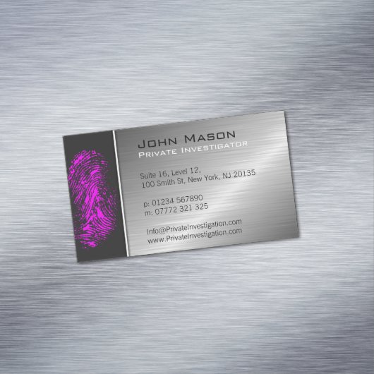 Roze vingerafdruk PI-onderzoeksprogramma Visitekaa Magnetisch Visitekaartje (Voorbeeld)