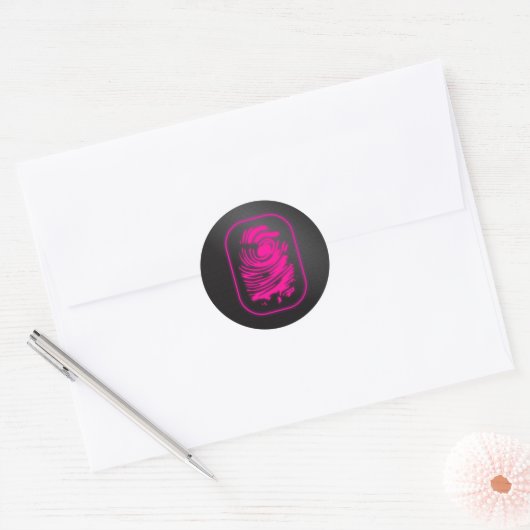 Roze vingerafdruk ronde sticker (Envelop)