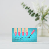 Roze vingernagels op Blauwe Nagelstudio Visitekaartje (Staand voorkant)