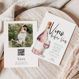 Roze Vino voor geloften QR code foto Vrijgezellenf Kaart