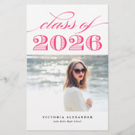 Roze Vintage Afstudeerfoto Klas van 2025 Gradatie