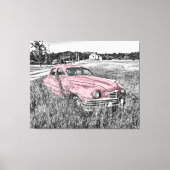Roze Vintage-auto Canvas Afdruk (Voorkant)
