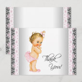 Roze Vintage Baby Meisje Bedankt (Voorkant / Achterkant)