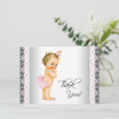 Roze Vintage Baby Meisje Bedankt (Staand voorkant)
