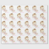 Roze Vintage Baby Shower Inpakpapier (Vlak)