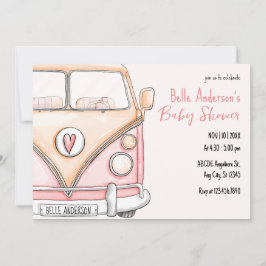 Roze vintage baby shower kaart