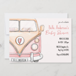 Roze vintage baby shower kaart