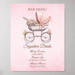 Roze Vintage Babymenuutje voor op de Bar Poster