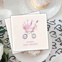 Roze Vintage Babywagen Baby Shower