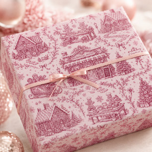 Roze Vintage Bakkerij Toile Kerstmis Cadeaupapier
