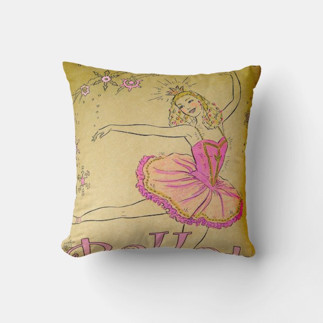 Roze vintage baljurk ontwerp kussen (Voorkant)