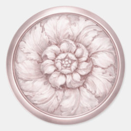 Roze vintage barok reliëflook 30 ronde sticker