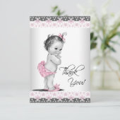 Roze Vintage Bedankt Baby Meisje (Staand voorkant)