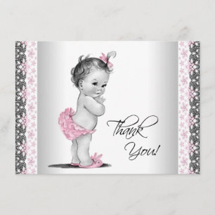 Roze Vintage Bedankt Baby Meisje