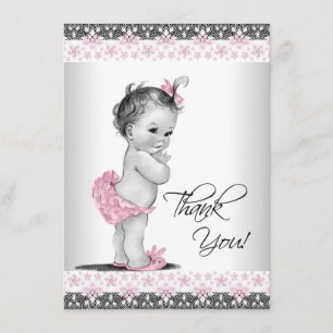 Roze Vintage Bedankt Baby Meisje
