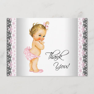 Roze Vintage Bedankt voor Baby Meisje