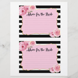 Roze Vintage Bloem Bruidsdouche Advieskaart