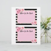 Roze Vintage Bloem Bruidsdouche Advieskaart (Staand voorkant)