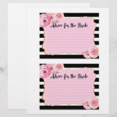 Roze Vintage Bloem Bruidsdouche Advieskaart (Voorkant / Achterkant)