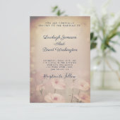 Roze vintage bloem bruiloft kaart (Staand voorkant)