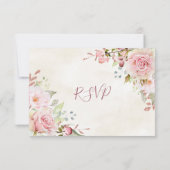 Roze Vintage Bloem Bruiloft Reactiekaart RSVP Kaartje (Achterkant)