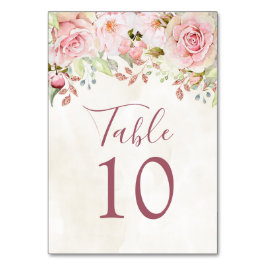 Roze Vintage Bloem Bruiloft Tafel Nummer Kaarten