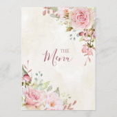 Roze Vintage Bloem Bruiloftsmenu voor Lente Menu (Achterkant)