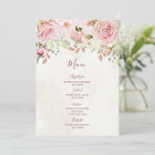 Roze Vintage Bloem Bruiloftsmenu voor Lente Menu (Staand voorkant)