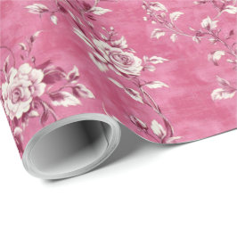 Roze vintage bloem chinoiserie decoupage cadeaupapier