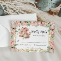 Roze Vintage Bloem Hoge Thee Feest Baby Bruiloft