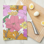 Roze Vintage Bloem Keuken Theedoek (Quarter Fold)