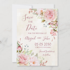 Roze Vintage Bloem Lentetijd 'Save the Date'-kaart Save The Date