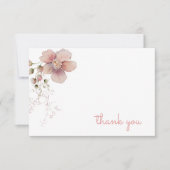 Roze Vintage Bloem Motief Dankjewel Notitiekaart (Voorkant)