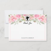 Roze Vintage Bloem Regency Bruiloft Borrel Bedankkaart (Voorkant)