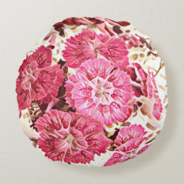 Roze Vintage Bloem Ronde Worp Kussen