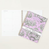 Roze Vintage Bloem Toile de Jouy Monogram Planner (Display)