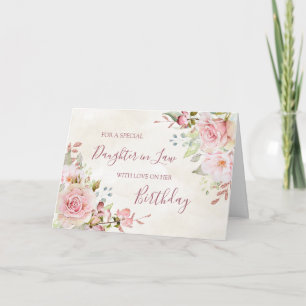 Roze Vintage Bloem Verjaardagskaart voor Schoondoc Bedankkaart