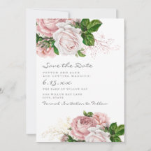 Roze Vintage Bloemachtige Trouwdatum Bewaren