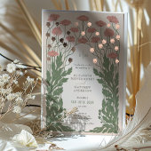 Roze Vintage Bloemachtige Trouwkaart Rose Goud Folie Uitnodiging