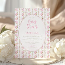 Roze Vintage Bloemen Baby Shower