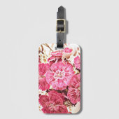 Roze Vintage Bloemen Bagagelabel (Voorkant (verticaal))
