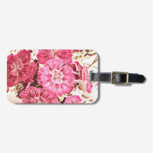 Roze Vintage Bloemen Bagagelabel