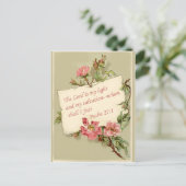 Roze Vintage Bloemen Bijbelvers Ansichtkaart Briefkaart (Staand voorkant)