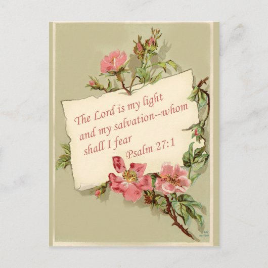 Roze Vintage Bloemen Bijbelvers Ansichtkaart Briefkaart (Voorkant)