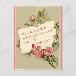 Roze Vintage Bloemen Bijbelvers Ansichtkaart Briefkaart